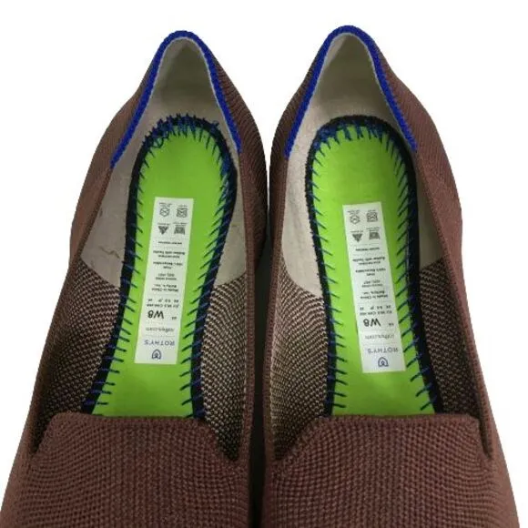 Rothy's The Loafer Chocolate Knit Recycled Textile Flats Everyday Shoes Womens 8