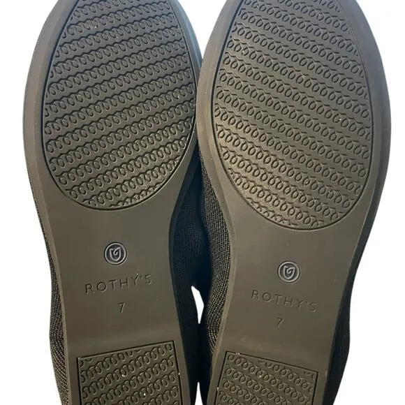 ROTHY’S The Loafer Women's Slip-On Rounded-Toe Flats Black Size 7