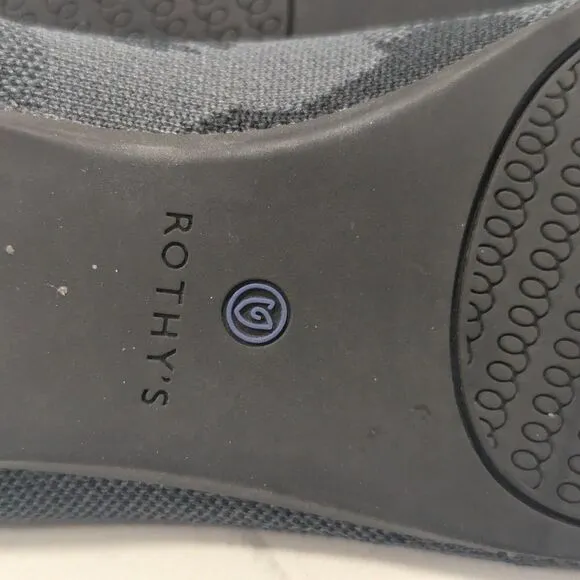 Rothy's The Point ballet slip-on Flats shoes gray Camo textile blue trim 11.5