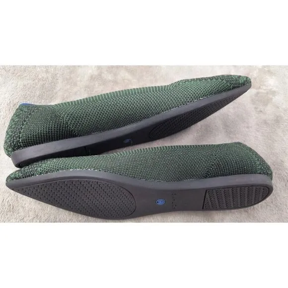 Rothy’s The Point Pine Green Python Snake Print Flats Womens 7 Rare Retired