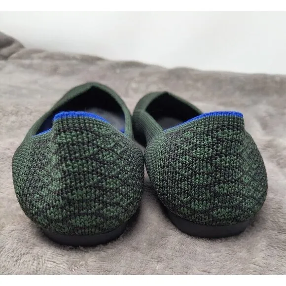 Rothy’s The Point Pine Green Python Snake Print Flats Womens 7 Rare Retired