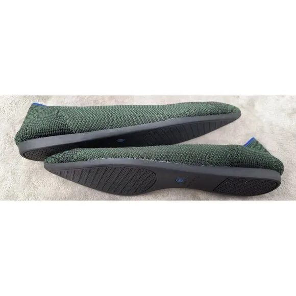 Rothy’s The Point Pine Green Python Snake Print Flats Womens 7 Rare Retired