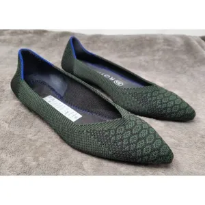 Rothy’s The Point Pine Green Python Snake Print Flats Womens 7 Rare Retired
