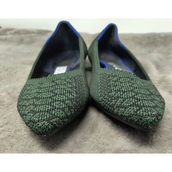 Rothy’s The Point Pine Green Python Snake Print Flats Womens 7 Rare Retired