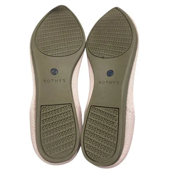 Rothy's The Point Pink Textile Women's Sz 7.5 Slip On Ballet Flats