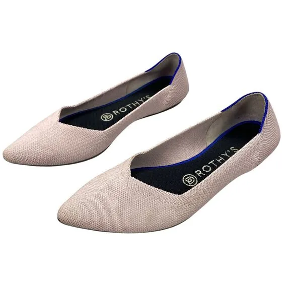 Rothy's The Point Pink Textile Women's Sz 7.5 Slip On Ballet Flats
