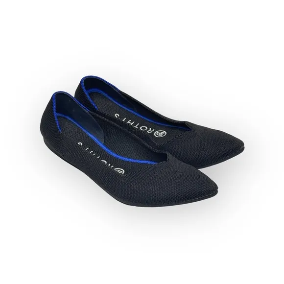 Rothy’s ➤ The Point Pointy Toe Sustainable Ballet Flats Loafers ➤ Black ➤ 6.5M