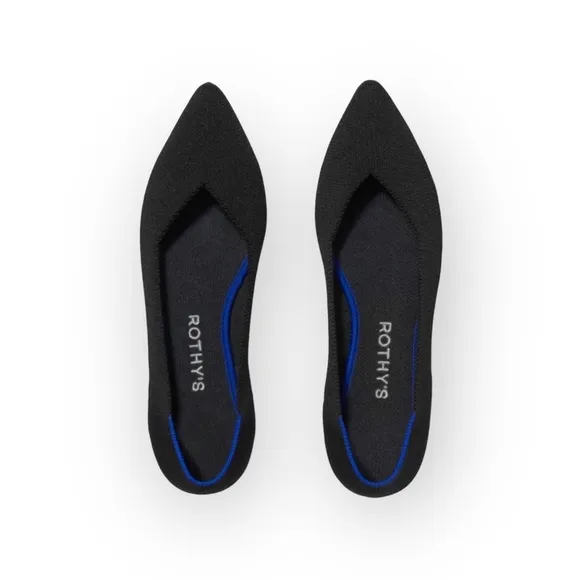 Rothy’s ➤ The Point Pointy Toe Sustainable Ballet Flats Loafers ➤ Black ➤ 6.5M