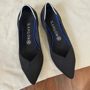 ROTHY'S The Point Slip On Flats Black with White Halo Authentic