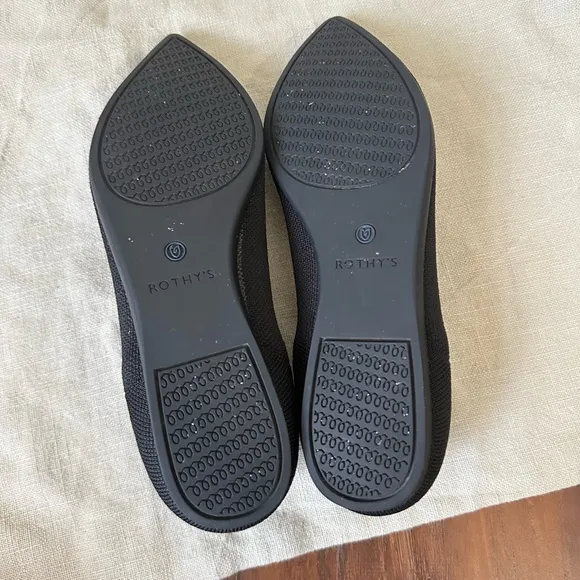ROTHY'S The Point Slip On Flats Black with White Halo Authentic