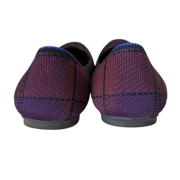 Rothys The Square Cabernet Iris Plaid Textile Ballet Flats Size 9 Dark Purple