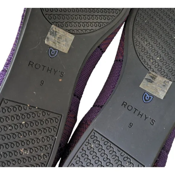 Rothys The Square Cabernet Iris Plaid Textile Ballet Flats Size 9 Dark Purple