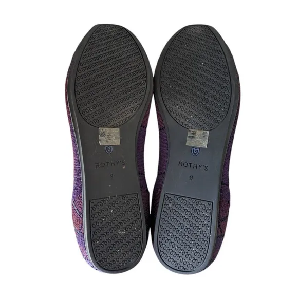 Rothys The Square Cabernet Iris Plaid Textile Ballet Flats Size 9 Dark Purple