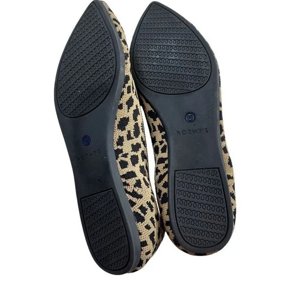 Rothy’s Women’s Knit Leopard Print Pointed Toe Flats Shoes Multi-Color Size 8.5
