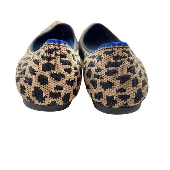 Rothy’s Women’s Knit Leopard Print Pointed Toe Flats Shoes Multi-Color Size 8.5