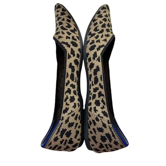 Rothy’s Women’s Knit Leopard Print Pointed Toe Flats Shoes Multi-Color Size 8.5