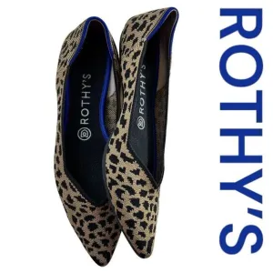 Rothy’s Women’s Knit Leopard Print Pointed Toe Flats Shoes Multi-Color Size 8.5