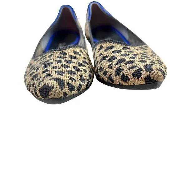 Rothy’s Women’s Knit Leopard Print Pointed Toe Flats Shoes Multi-Color Size 8.5