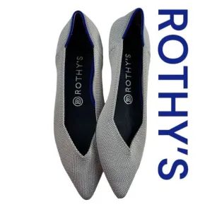 Rothy’s Women’s Knit Solid Light Grey Pointed Toe Flats Shoes Size 8.5
