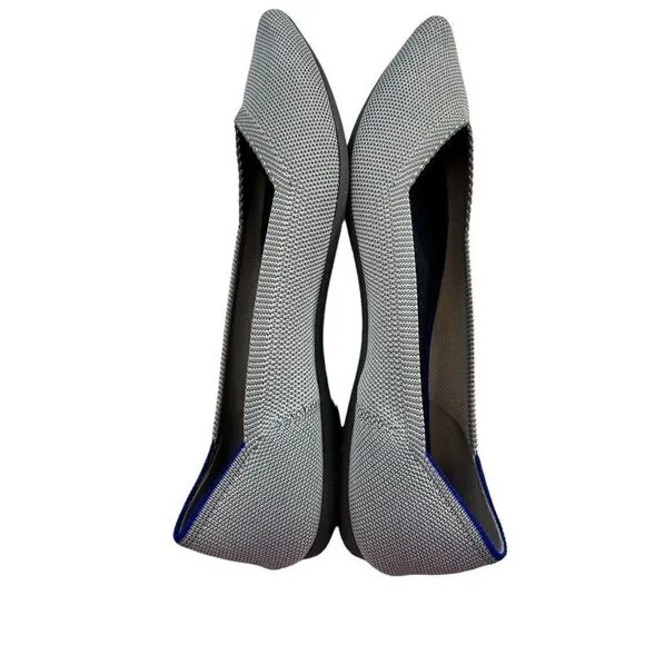 Rothy’s Women’s Knit Solid Light Grey Pointed Toe Flats Shoes Size 8.5