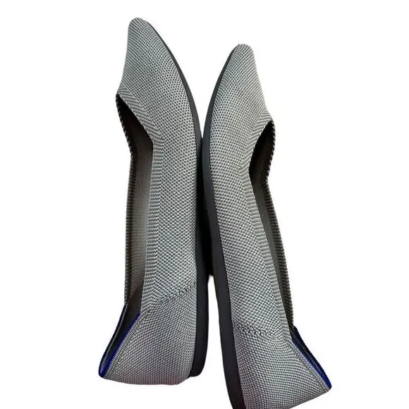 Rothy’s Women’s Knit Solid Light Grey Pointed Toe Flats Shoes Size 8.5