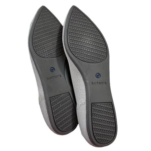 Rothy’s Women’s Knit Solid Light Grey Pointed Toe Flats Shoes Size 8.5