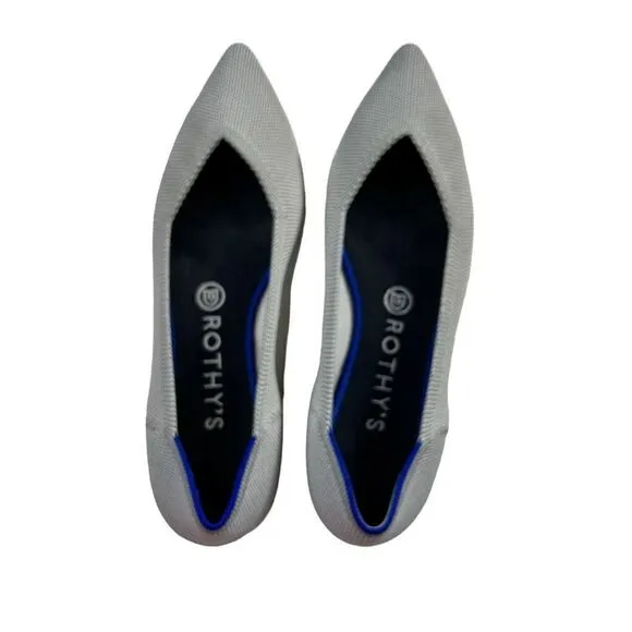 Rothy’s Women’s Knit Solid Light Grey Pointed Toe Flats Shoes Size 8.5