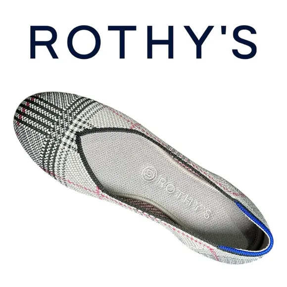 Rothy’s Women’s Retired The Flat Grey Glen Plaid Flats - Size 8