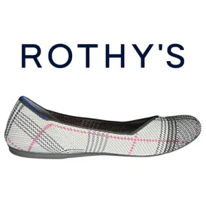 Rothy’s Women’s Retired The Flat Grey Glen Plaid Flats - Size 8