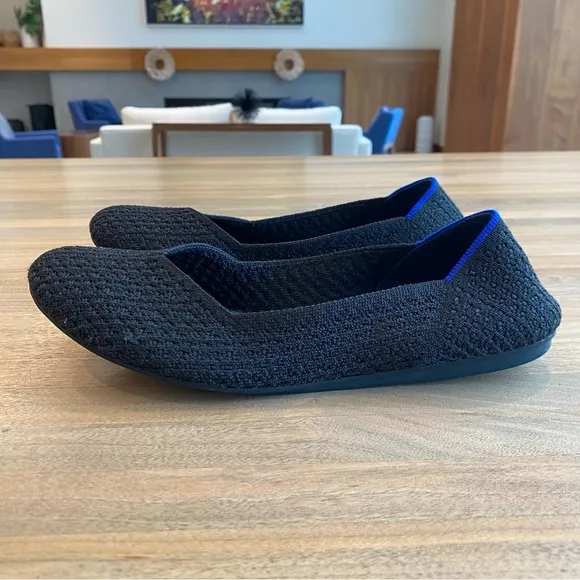 Rothy's Women’s The Flat Black Solid Knit Recycled Textile Ballet Flats, Size 8