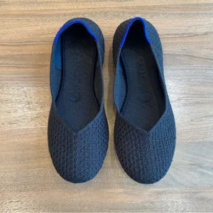 Rothy's Women’s The Flat Black Solid Knit Recycled Textile Ballet Flats, Size 8