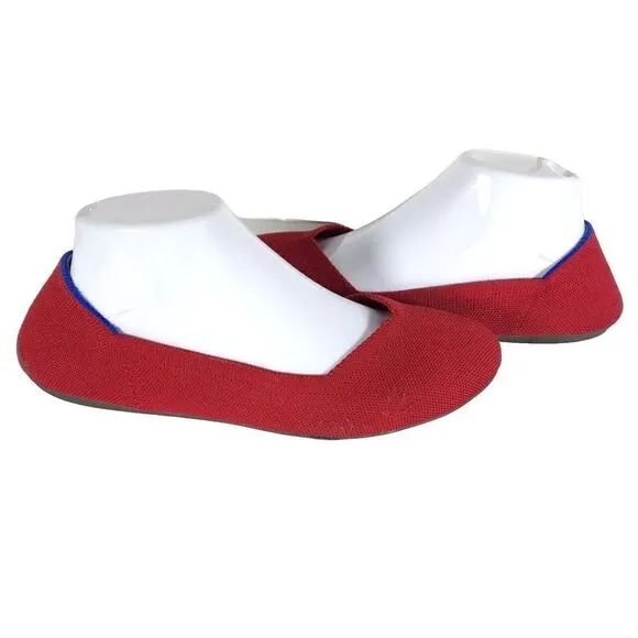 Rothy's Women's The Flat Round Toe US9,5 Bright Red Textile Slip On Ballet Flats