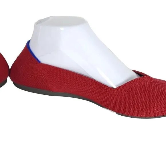 Rothy's Women's The Flat Round Toe US9,5 Bright Red Textile Slip On Ballet Flats