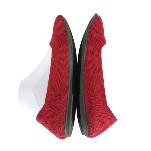 Rothy's Women's The Flat Round Toe US9,5 Bright Red Textile Slip On Ballet Flats