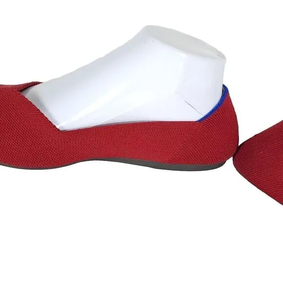 Rothy's Women's The Flat Round Toe US9,5 Bright Red Textile Slip On Ballet Flats