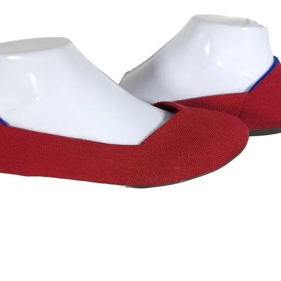 Rothy's Women's The Flat Round Toe US9,5 Bright Red Textile Slip On Ballet Flats