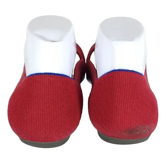 Rothy's Women's The Flat Round Toe US9,5 Bright Red Textile Slip On Ballet Flats