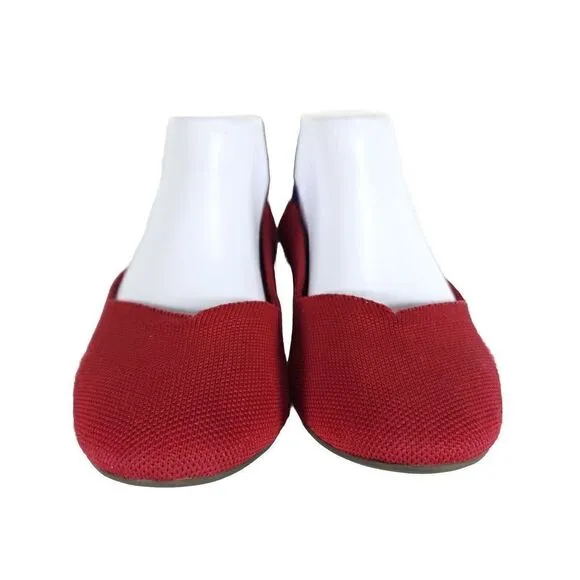 Rothy's Women's The Flat Round Toe US9,5 Bright Red Textile Slip On Ballet Flats