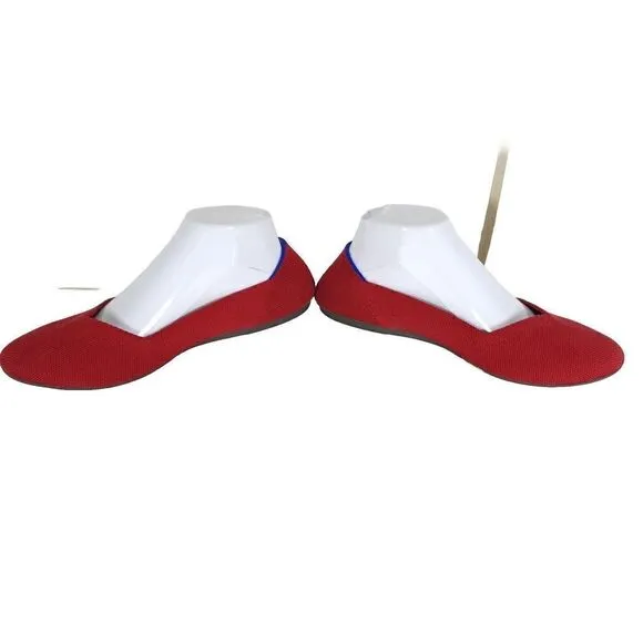 Rothy's Women's The Flat Round Toe US9,5 Bright Red Textile Slip On Ballet Flats