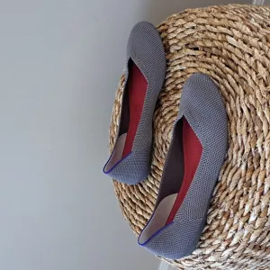Rothy's Womens The Flat Rounded Toe‎ Gray Knit Comfort Ballet Flats S-10