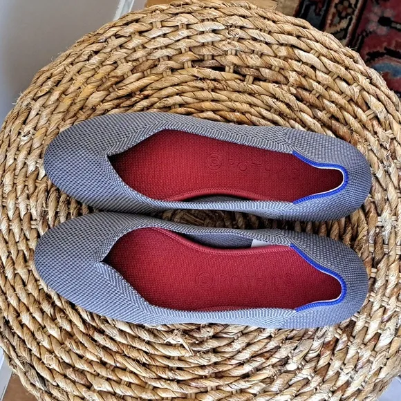 Rothy's Womens The Flat Rounded Toe‎ Gray Knit Comfort Ballet Flats S-10