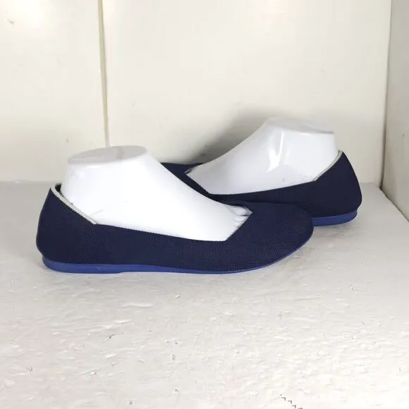 Rothy's Women's The Flat Round Toe US9,5 Navy Blue Textile Slip On Ballet Flats