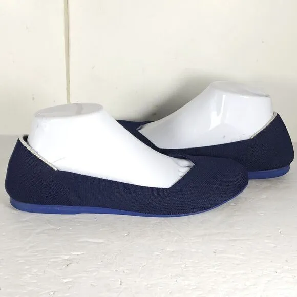 Rothy's Women's The Flat Round Toe US9,5 Navy Blue Textile Slip On Ballet Flats