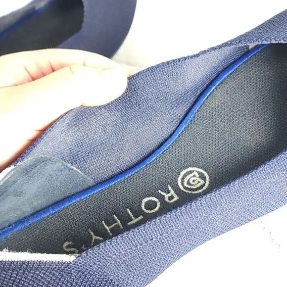 Rothy's Women's The Flat Round Toe US9,5 Navy Blue Textile Slip On Ballet Flats