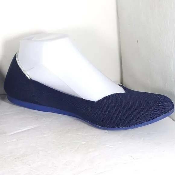 Rothy's Women's The Flat Round Toe US9,5 Navy Blue Textile Slip On Ballet Flats