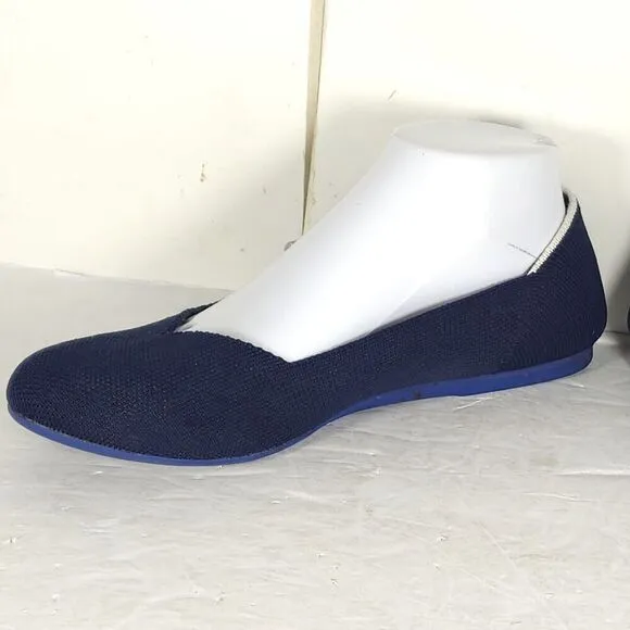 Rothy's Women's The Flat Round Toe US9,5 Navy Blue Textile Slip On Ballet Flats