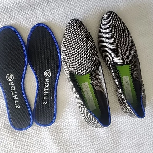 Rothy's Black and White Loafers Slip-Ons