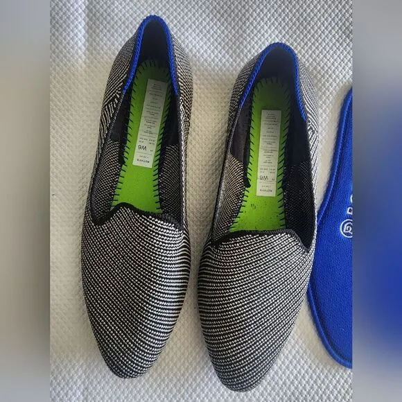 Rothy's Black and White Loafers Slip-Ons