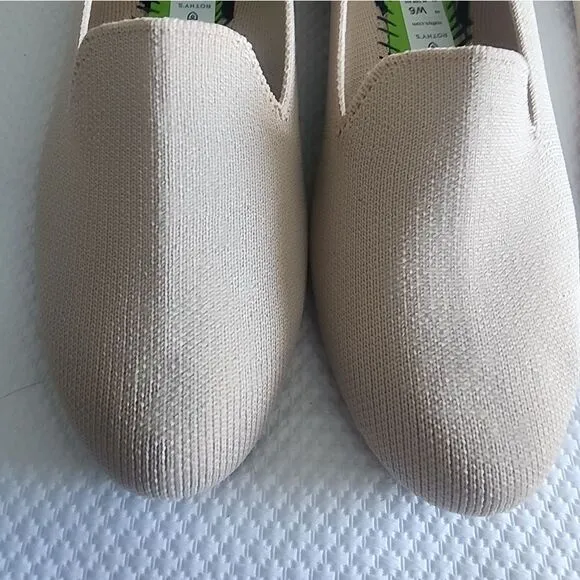 Rothy's Cream Flats with Textured Fabric and Rounded Toe