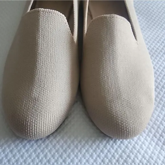 Rothy's Cream Flats with Textured Fabric and Rounded Toe